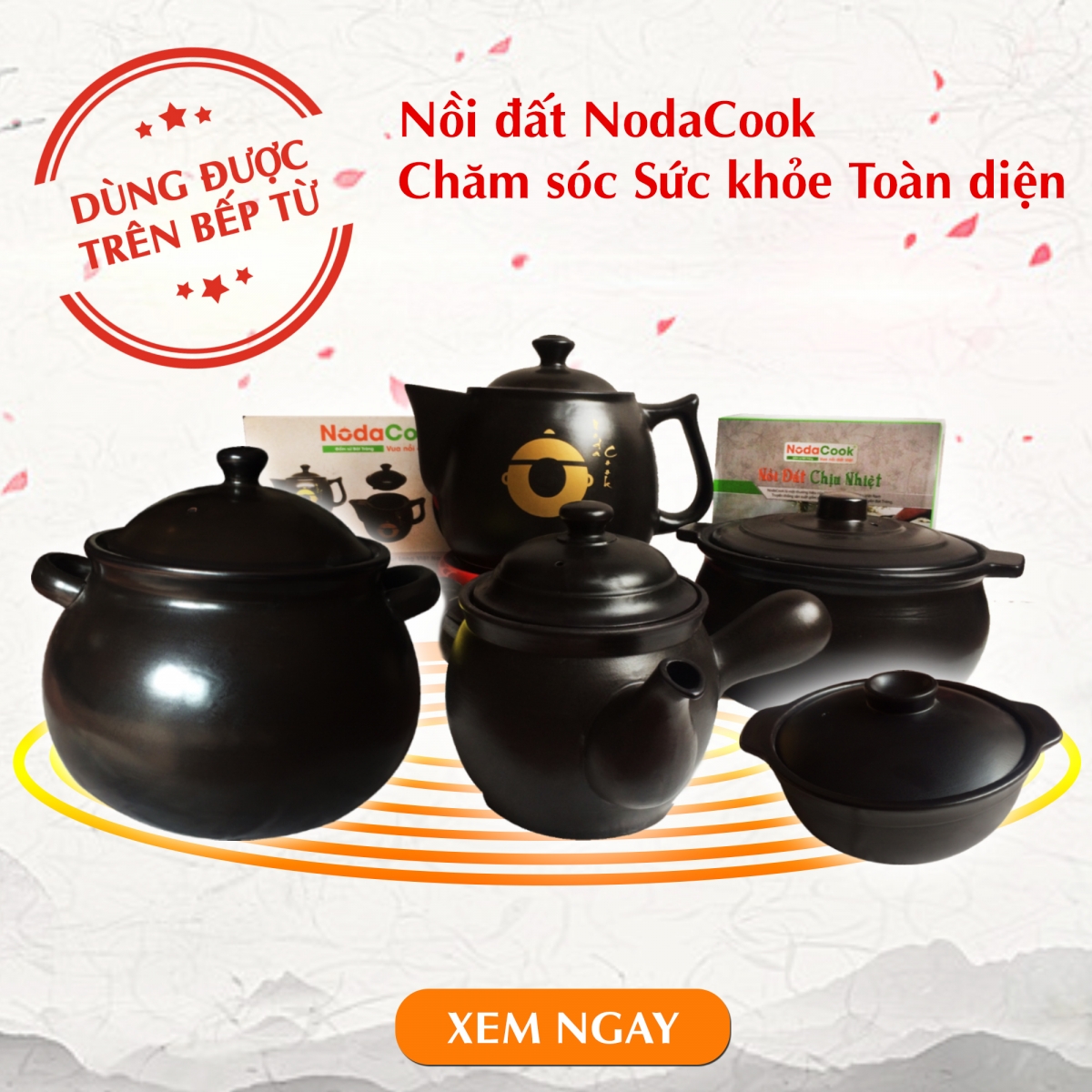 Bộ nồi đất trên bếp từ