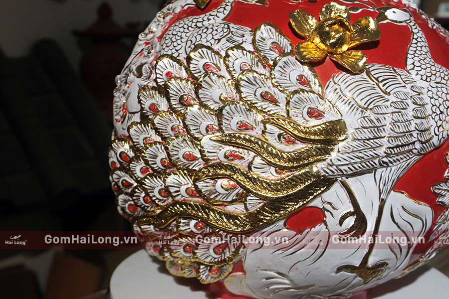 bình hút lộc sứ đôi chim công