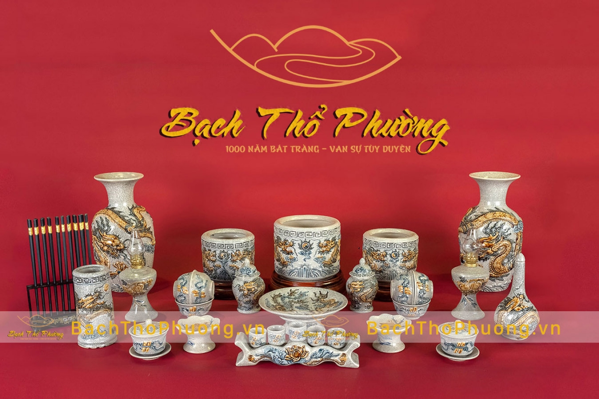 Đồ thờ men rạn đầy đủ