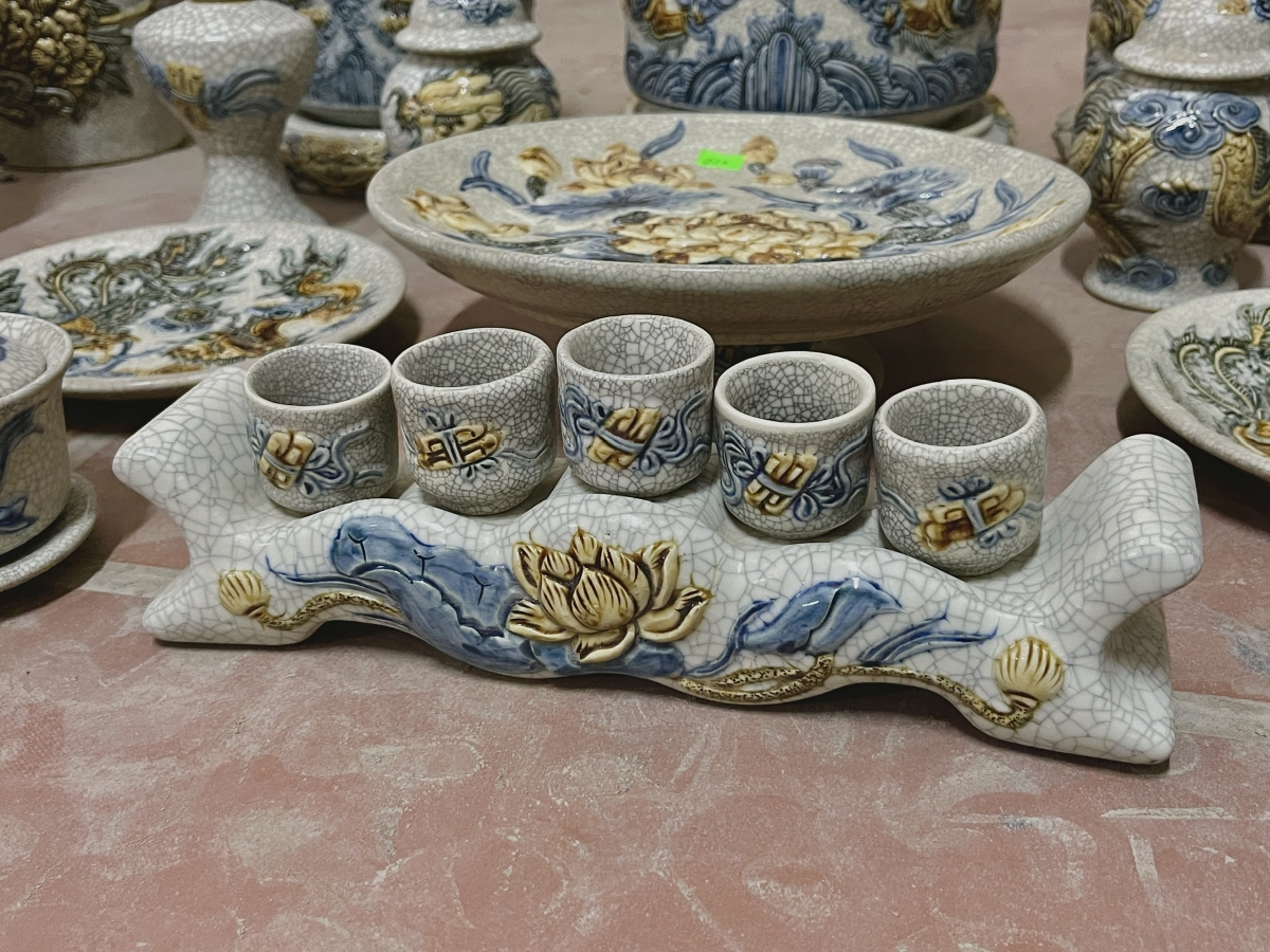 bộ đồ thờ men rạn