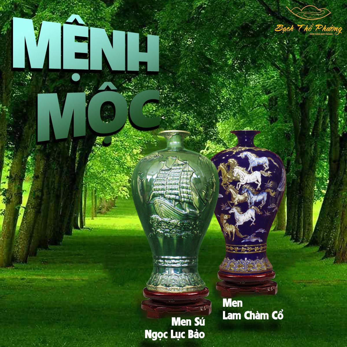 bình gốm phong thủy cho người mệnh mộc