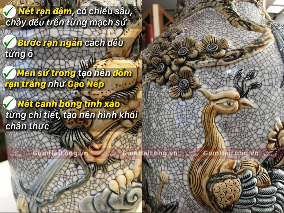 men rạn cổ gạo nếp gốm sứ Hải Long