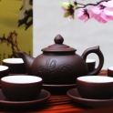 Bộ ấm trà tử sa chóp thư pháp chữ Thuận