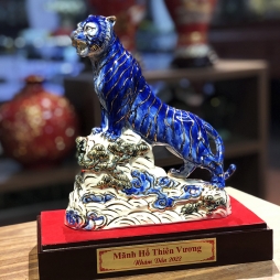 Mãnh Hổ Thiên Vương Bích Lưu Ly Vẽ Vàng Quà Tặng Gốm 2022