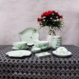 Bo bat dia cao cap ve chuon xanh Hai Long Bat Trang