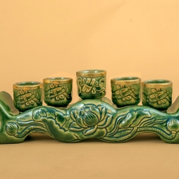 kỷ 5 chén đồ thờ cúng gốm Bát Tràng