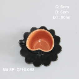 Cốc sứ cafe hình trái tim độc đáo (Đen) Cốc sứ cafe hình trái tim độc đáo (Đen)