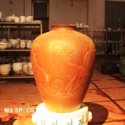 Chum sành ngâm rượu 30 lít  Khắc hoa văn họa tiết tay Cực đẹp