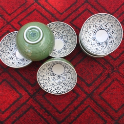 Bộ bát ăn men xanh vẽ bèo