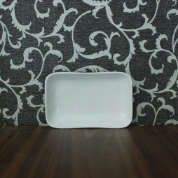 Khay sứ để khăn chữ nhật cạnh bo tròn (Trắng)