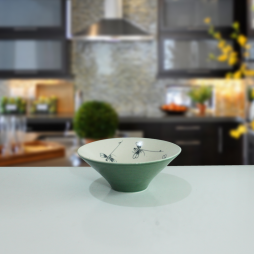 Bát ngũ cốc men xanh đồng vẽ chuồn