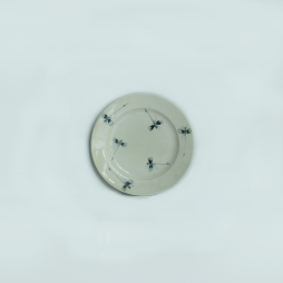 Đĩa men xanh đồng vẽ chuồn phi 16