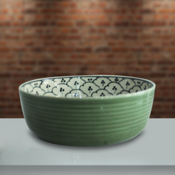 Tô đấu men xanh đồng vẽ bèo