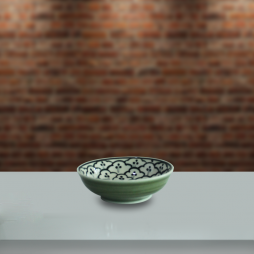 Đĩa muối to men xanh đồng vẽ bèo