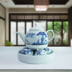 ấm chén pha trà gốm sứ Hải Long Bát Tràng