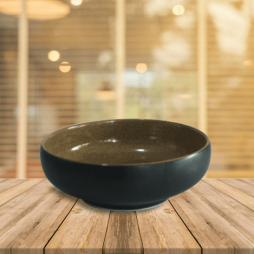 Bát dẹt cỡ số 1 đen lòng gốm