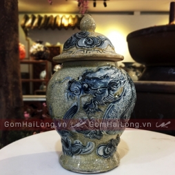 chóe cúng bằng sứ men rạn bóng hoàng lưu ly