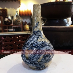 Nậm rươu men rạn bóng hoàng lưu ly gốm sứ Hải Long Bát Tràng