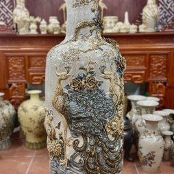 lộc bình men rạn đắp nồi vinh hoa phú quý