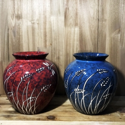 lọ hoa men đã ruby và men đá xanh