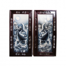 Tranh sứ Lý Ngư Vọng Nguyệt