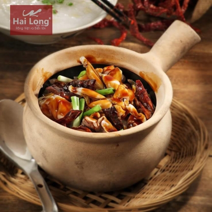 Nồi đất có tay cầm nấu món cháo ếch Singapore 1 lít