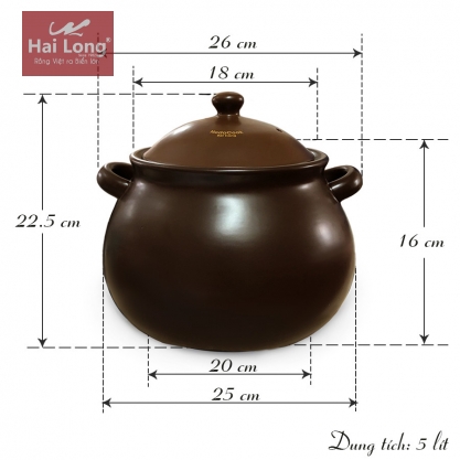 Nồi đất hầm gà thuốc bắc NodaCook 05 Lít (Nâu)