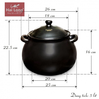 Nồi đất hầm gà thuốc bắc NodaCook 05 Lít (Đen)