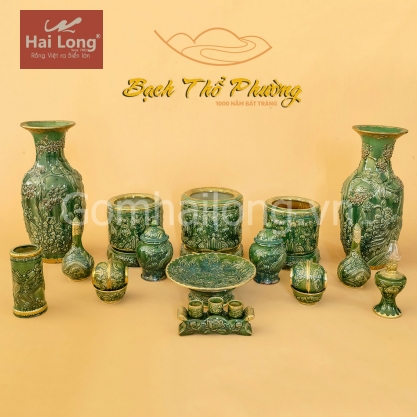 Bộ đồ thờ cúng men Ngọc Lục Bảo cho ban 1m75