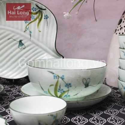 Bo bat dia cao cap ve chuon xanh Hai Long Bat Trang