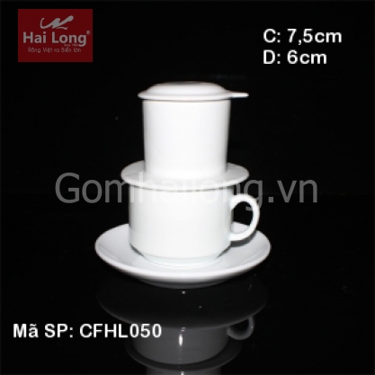Bộ phin kèm tách cafe & đĩa kê (Trắng)