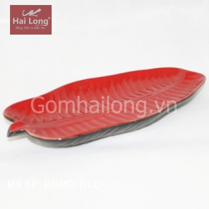 Đĩa sứ dáng lá chuối để Sallat, cá nướng (Đỏ)