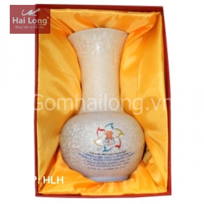 Hộp đựng lọ hoa sứ lót lụa vàng quà tặng cao cấp Bát Tràng