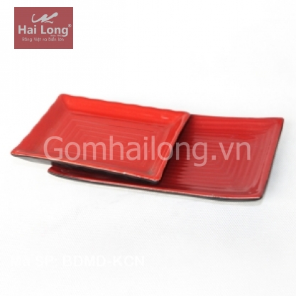 02 Khay sứ chữ nhật dáng Japan (Đỏ)