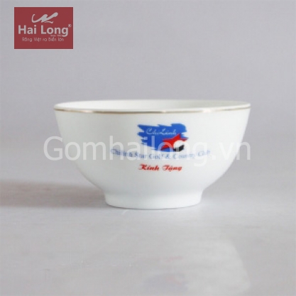 Bát cơm vẽ chỉ vàng kim in logo thương hiệu