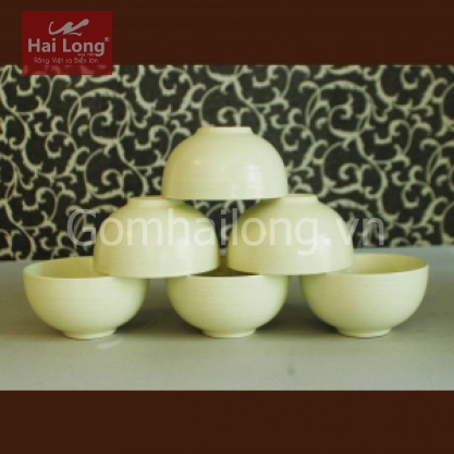 Bộ 06 Bát cơm bầu bằng sứ cao cấp (Kem)