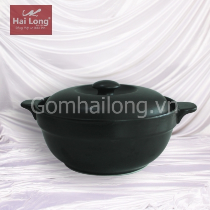 Âu cơm có nắp men mát đen cỡ số 1