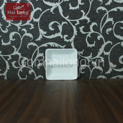 Đĩa muối bằng sứ hai ngăn (Trắng)