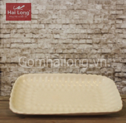 Khay chữ nhật lượn cỡ số 01 (Kem)