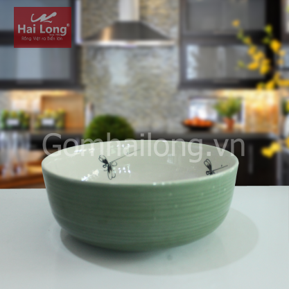 Tô đấu men xanh đồng vẽ chuồn