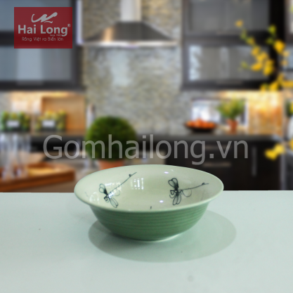 Bát chè men xanh đồng vẽ chuồn