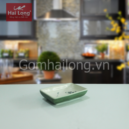 Đĩa muối chữ nhật vẽ chuồn