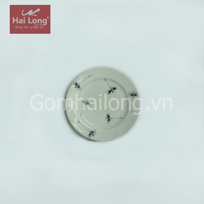 Đĩa men xanh đồng vẽ chuồn phi 16