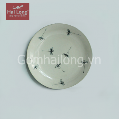 Đĩa men xanh đồng vẽ chuồn phi 24