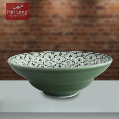 Bát chiết yêu số 1 men xanh đồng vẽ bèo