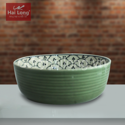 Tô đấu men xanh đồng vẽ bèo