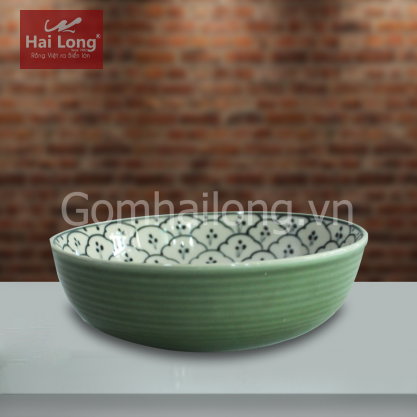 Bát tô nông số 1 men xanh đồng vẽ bèo