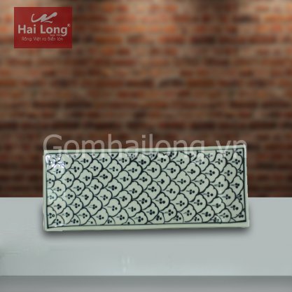 Khay bánh mỳ men xanh đồng vẽ bèo