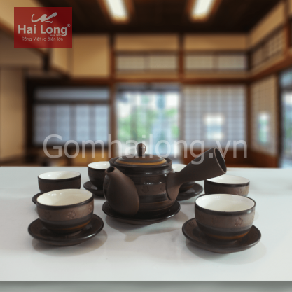 ấm trà tử sa gốm sứ Hải Long Bát Tràng