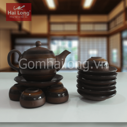 ấm trà tử sa gốm sứ Hải Long Bát Tràng